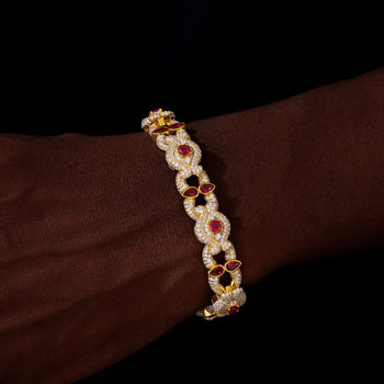 MOISSANITE DIAMOND CRIMSON HALO EVIL EYE BRACELET IN STERLING SILVER