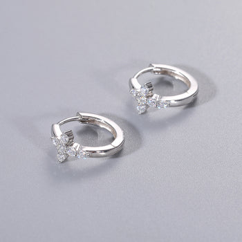 MOISSANITE DIAMOND CROSS HOOP EARRINGS IN STERLING SILVER - IVORY & EBONY