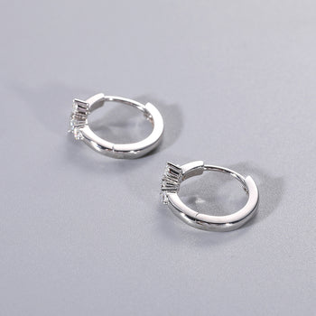 MOISSANITE DIAMOND CROSS HOOP EARRINGS IN STERLING SILVER - IVORY & EBONY