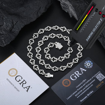 BRACELET OU COLLIER EN ARGENT MASSIF ET MOISANITE À MAILLES CROISÉES 