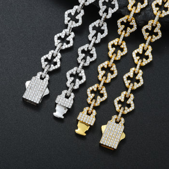 BRACELET OU COLLIER EN ARGENT MASSIF ET MOISANITE À MAILLES CROISÉES 