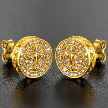 MOISSANITE DIAMOND CROSS PATTERN GEOMETRIC STUD EARRINGS IN STERLING SILVER