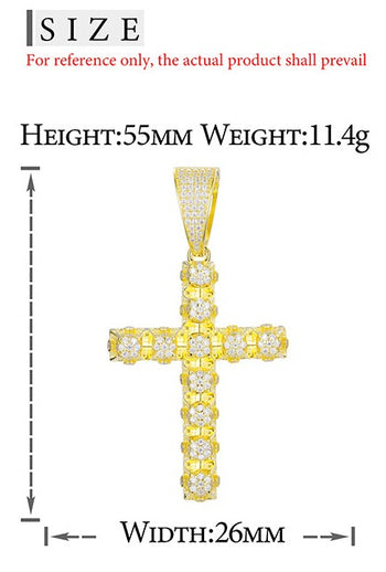 Collier pendentif croix fleurie en moissanite et diamants, en argent sterling