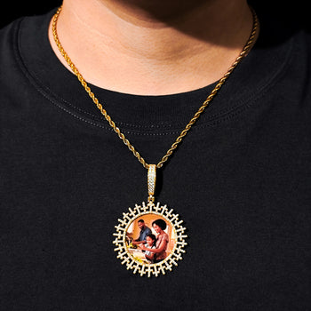 MOISSANITE DIAMOND CROSS PHOTO PENDANT IN STERLING SILVER