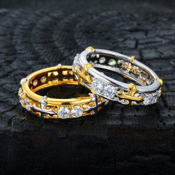 Kreuzring mit Moissanit-Diamanten in Sterlingsilber 