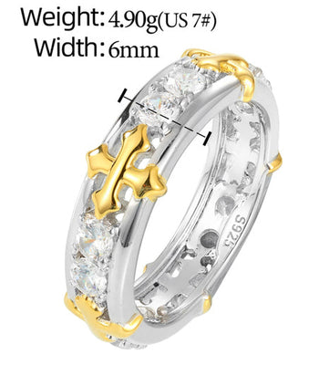 Kreuzring mit Moissanit-Diamanten in Sterlingsilber 