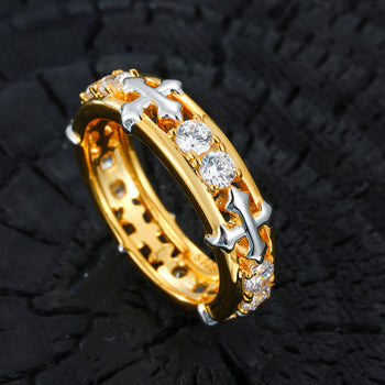 Kreuzring mit Moissanit-Diamanten in Sterlingsilber 