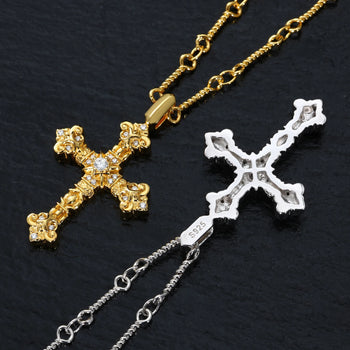 MOISSANITE DIAMOND CROSS CRUX GEMMATA PENDANT IN STERLING SILVER