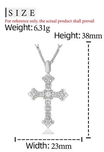 MOISSANITE DIAMOND CROSS CRUX GEMMATA PENDANT IN STERLING SILVER