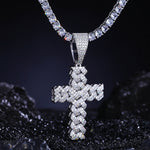 MOISSANITE DIAMOND CUBAN CROSS PENDANT IN STERLING SILVER