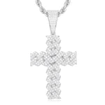 MOISSANITE DIAMOND CUBAN CROSS PENDANT IN STERLING SILVER