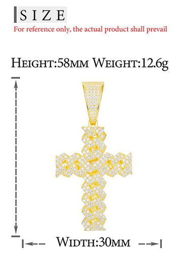 MOISSANITE DIAMOND CUBAN CROSS PENDANT IN STERLING SILVER