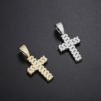 MOISSANITE DIAMOND CUBAN CROSS PENDANT IN STERLING SILVER - IVORY & EBONY