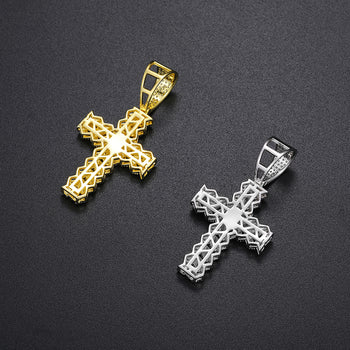 MOISSANITE DIAMOND CUBAN CROSS PENDANT IN STERLING SILVER - IVORY & EBONY