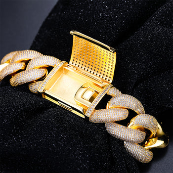 25mm MOISSANITE DIAMOND CUBAN LINK BRACELET IN STERLING SILVER