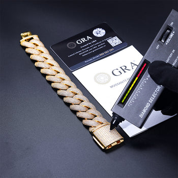 25mm MOISSANITE DIAMOND CUBAN LINK BRACELET IN STERLING SILVER