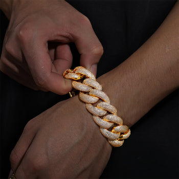 25mm MOISSANITE DIAMOND CUBAN LINK BRACELET IN STERLING SILVER