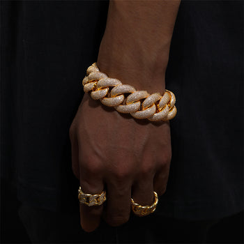 25mm MOISSANITE DIAMOND CUBAN LINK BRACELET IN STERLING SILVER