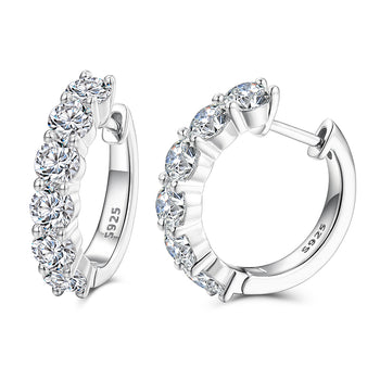 MOISSANITE DIAMOND HOOP HUGGIE EARRINGS IN STERLING SILVER - IVORY & EBONY