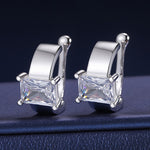 EMERALD CUT MOISSANITE DIAMOND CUFF EARRINGS IN STERLING SILVER