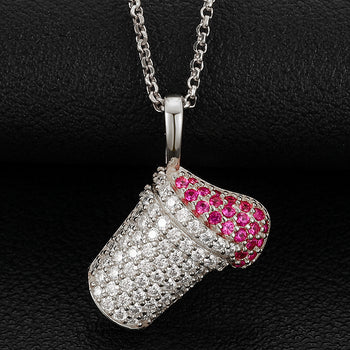 Collier pendentif en forme de cupcake mignon serti de diamants moissanite, en argent sterling