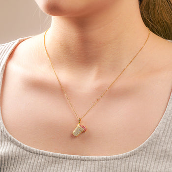 Collier pendentif en forme de cupcake mignon serti de diamants moissanite, en argent sterling