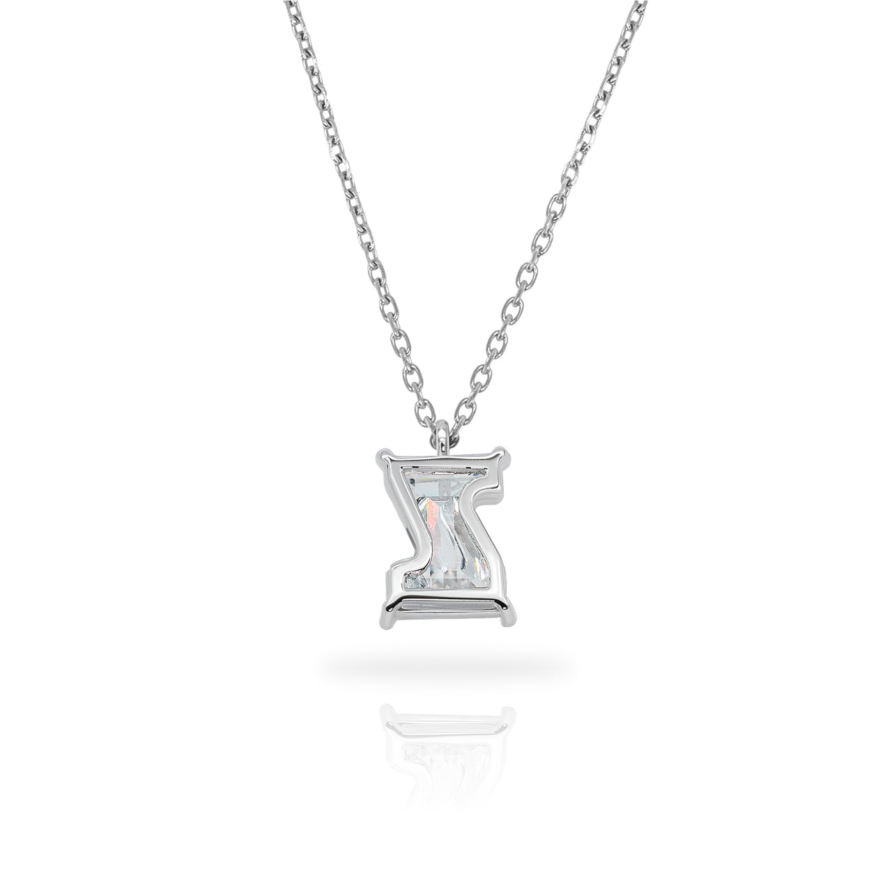 MOISSANITE DIAMOND DAINTY INITIAL PENDANT IN SOLID WHITE GOLD