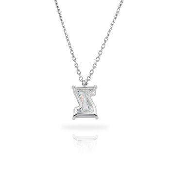 MOISSANITE DIAMOND DAINTY INITIAL PENDANT IN SOLID WHITE GOLD
