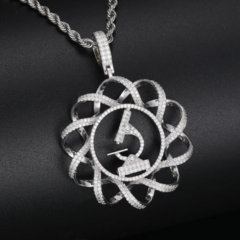 COLLIER PENDENTIF MICROSCOPE À ADN EN MISSANITE ET DIAMANT, EN ARGENT MASSIF