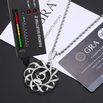 COLLIER PENDENTIF MICROSCOPE À ADN EN MISSANITE ET DIAMANT, EN ARGENT MASSIF