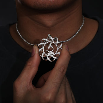 COLLIER PENDENTIF MICROSCOPE À ADN EN MISSANITE ET DIAMANT, EN ARGENT MASSIF