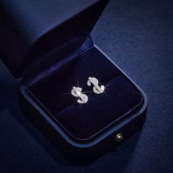 MOISSANITE DIAMOND DOLLAR EARRING IN STERLING SILVER - IVORY & EBONY