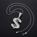 MOISSANITE DIAMOND DOLLAR SIGN PENDANT IN STERLING SILVER