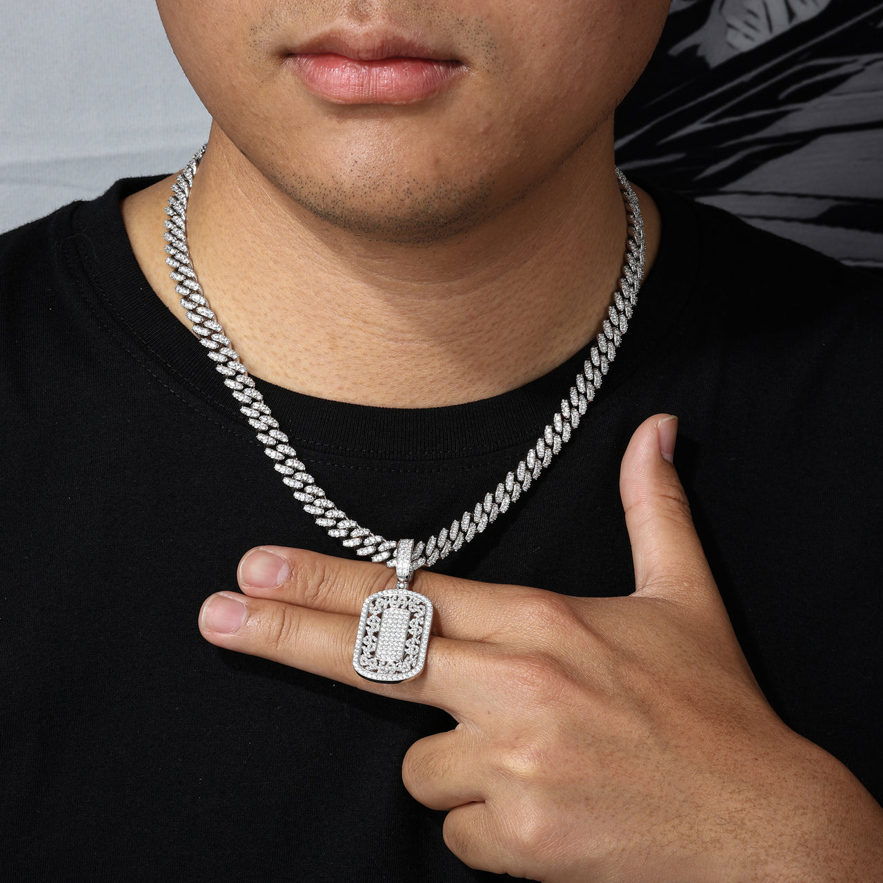 MOISSANITE DIAMOND DOLLAR TAG PENDANT IN STERLING SILVER