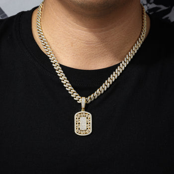 Pendentif étiquette d'un dollar en diamant moissanite et argent sterling 