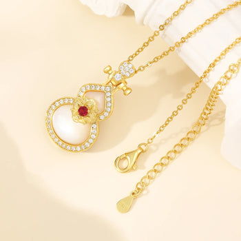 MOISSANITE DIAMOND DOUBLE SIDED PEARL GOURD PENDANT IN STERLING SILVER