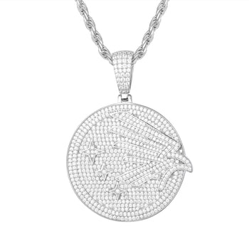 Pendentif en argent sterling avec pièce de monnaie en forme de colombe sertie de diamants et de moissanite