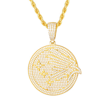 Pendentif en argent sterling avec pièce de monnaie en forme de colombe sertie de diamants et de moissanite