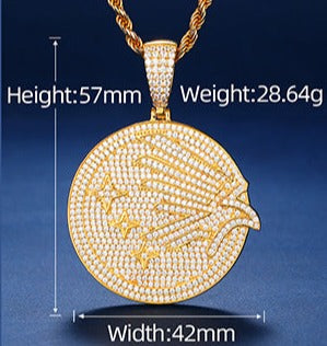 Pendentif en argent sterling avec pièce de monnaie en forme de colombe sertie de diamants et de moissanite