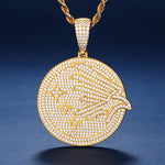 MOISSANITE DIAMOND DOVE COIN PENDANT IN STERLING SILVER