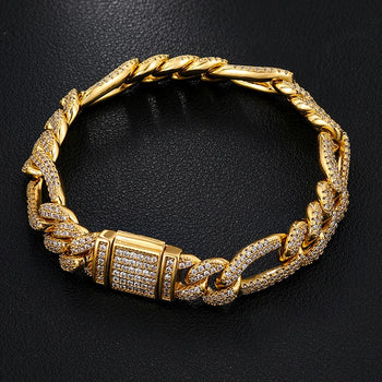 MOISSANITE DIAMOND DUAL TONE CUBAN LINK BRACELET IN STERLING SILVER