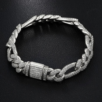 MOISSANITE DIAMOND DUAL TONE CUBAN LINK BRACELET IN STERLING SILVER