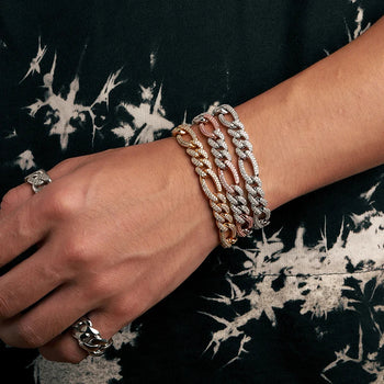 MOISSANITE DIAMOND DUAL TONE CUBAN LINK BRACELET IN STERLING SILVER