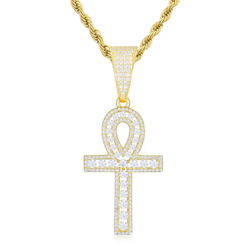 Pendentif croix en moissanite sertie de diamants, en argent sterling