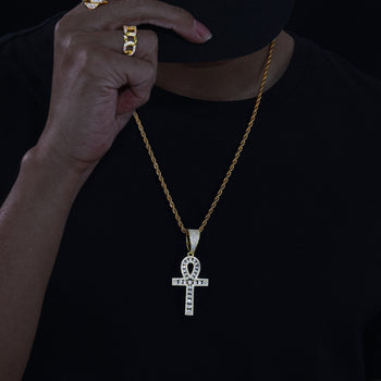 Pendentif croix en moissanite sertie de diamants, en argent sterling