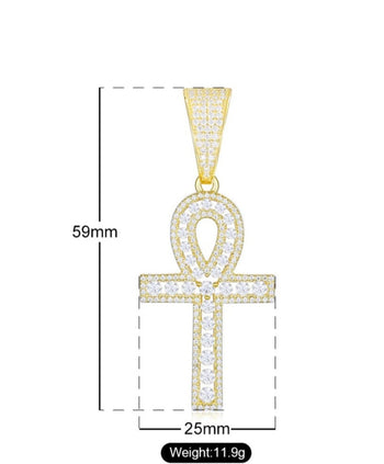 Pendentif croix en moissanite sertie de diamants, en argent sterling