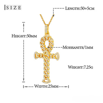 COLLIER PENDENTIF CROIX D'ÉTERNEL EN MISSANITE ET ARGENT MASSIF