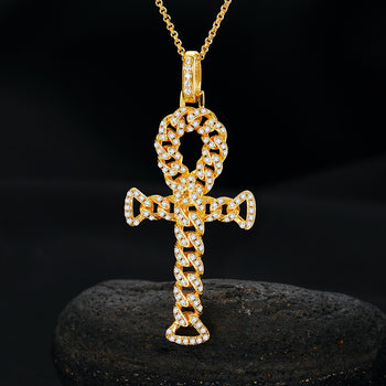 COLLIER PENDENTIF CROIX D'ÉTERNEL EN MISSANITE ET ARGENT MASSIF