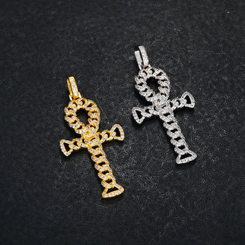 COLLIER PENDENTIF CROIX D'ÉTERNEL EN MISSANITE ET ARGENT MASSIF