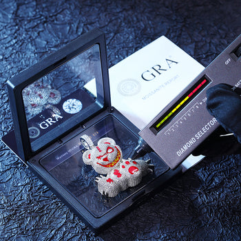 Collier pendentif ours maléfique en moissanite et diamants, en argent sterling